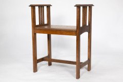 Arts & Crafts Oak piano stool with raised sides - Thumbnail 3