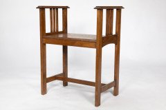 Arts & Crafts Oak piano stool with raised sides - Thumbnail 7