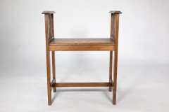 Arts & Crafts Oak piano stool with raised sides - Thumbnail 9