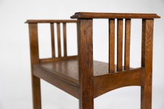 Arts & Crafts Oak piano stool with raised sides - Thumbnail 12