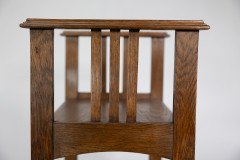Arts & Crafts Oak piano stool with raised sides - Thumbnail 15