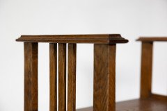 Arts & Crafts Oak piano stool with raised sides - Thumbnail 16