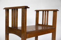 Arts & Crafts Oak piano stool with raised sides - Thumbnail 17