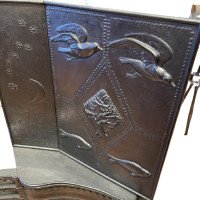 George Jack for Longden & Co., Arts & Crafts Cast Iron Plated Copper & Cipollino Marble Fireplace - Thumbnail 8