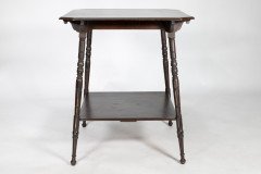 An Aesthetic Movement Walnut Two-tier Side Table with Canted Corners on Fine Ring Turned Legs - Thumbnail 2