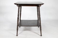 An Aesthetic Movement Walnut Two-tier Side Table with Canted Corners on Fine Ring Turned Legs - Thumbnail 3