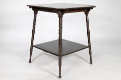 Aesthetic Movement, Walnut Two-tier Side Table with Canted Corners (c.1885) - Thumbnail 4