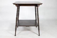 An Aesthetic Movement Walnut Two-tier Side Table with Canted Corners on Fine Ring Turned Legs - Thumbnail 5