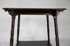An Aesthetic Movement Walnut Two-tier Side Table with Canted Corners on Fine Ring Turned Legs - Thumbnail 10