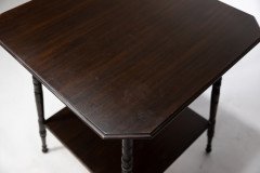 An Aesthetic Movement Walnut Two-tier Side Table with Canted Corners on Fine Ring Turned Legs - Thumbnail 7