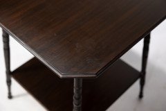 An Aesthetic Movement Walnut Two-tier Side Table with Canted Corners on Fine Ring Turned Legs - Thumbnail 9