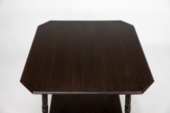 An Aesthetic Movement Walnut Two-tier Side Table with Canted Corners on Fine Ring Turned Legs - Thumbnail 6