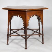 Liberty & Co. Arts & Crafts walnut centre table with arched aprons - Thumbnail 2