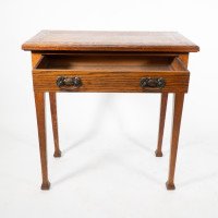 Arts & Crafts, Oak Single Drawer Card or Games Table (c.1900) - Thumbnail 2