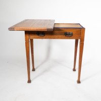 A Good Quality Arts & Crafts Single Drawer Card or Games Table - Thumbnail 8