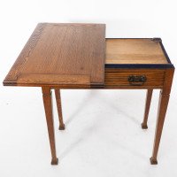Arts & Crafts, Oak Single Drawer Card or Games Table (c.1900) - Thumbnail 10