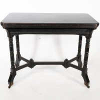 Charles Bevan for Marsh Jones & Cribb. Aesthetic Movement Walnut Ebonised Card Table - Thumbnail 2