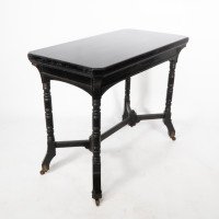 Charles Bevan for Marsh Jones & Cribb. Aesthetic Movement Walnut Ebonised Card Table - Thumbnail 5
