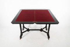 Charles Bevan for Marsh Jones & Cribb. Aesthetic Movement Walnut Ebonised Card Table - Thumbnail 7