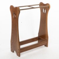 Arts & Crafts Oak Umbrella and Walking Stick Stand with Brass Rails c.1910 - Thumbnail 10
