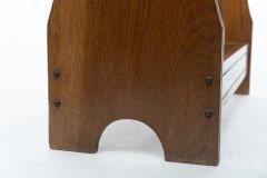 Arts & Crafts Oak Umbrella and Walking Stick Stand with Brass Rails c.1910 - Thumbnail 9