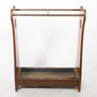 Arts & Crafts Oak Umbrella and Walking Stick Stand with Brass Rails c.1910 - Thumbnail 5
