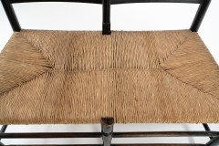 Morris & Co. Rare Arts & Crafts Ebonised ash rush seat ladder back two-seater settee - Thumbnail 8