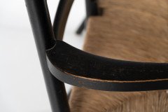 Morris & Co. Rare Arts & Crafts Ebonised ash rush seat ladder back two-seater settee - Thumbnail 9