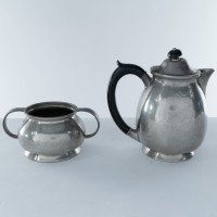 Liberty & Co., An Arts & Crafts Six Piece Pewter Tudric Tea Set - Thumbnail 17