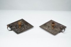 Benham & Froud London. A Pair of Arts & Crafts Copper Night Candle Holders - Thumbnail 6