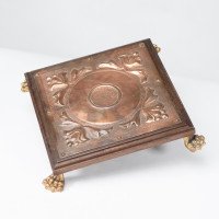 Benham & Froud Attributed, an Arts & Crafts Copper & Oak Teapot Stand or Trivet - Thumbnail 2