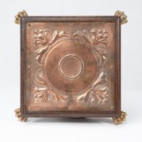 Benham & Froud ( attributed. ). An Arts & Crafts Copper & Oak Teapot Stand or Trivet - Thumbnail 3