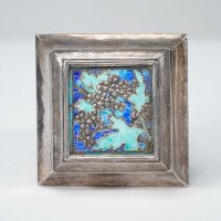 A Small Arts & Crafts Silver Plated Jewellery Box with Enamel Decoration - Thumbnail 2