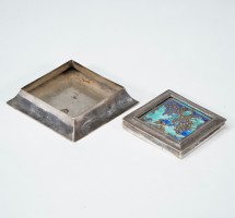 A Small Arts & Crafts Silver Plated Jewellery Box with Enamel Decoration - Thumbnail 9