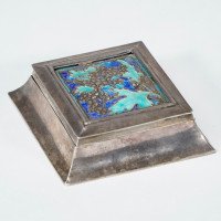 A Small Arts & Crafts Silver Plated Jewellery Box with Enamel Decoration - Thumbnail 6