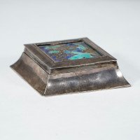 A Small Arts & Crafts Silver Plated Jewellery Box with Enamel Decoration - Thumbnail 7