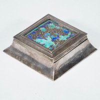 A Small Arts & Crafts Silver Plated Jewellery Box with Enamel Decoration - Thumbnail 8