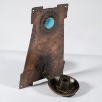 Richard Rathbone, attributed. An Arts & Crafts 'a Frame' Copper Wall Sconce with Riveted Ruskin Jewel - Thumbnail 2