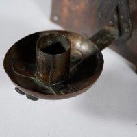 Richard Rathbone, attributed. An Arts & Crafts 'a Frame' Copper Wall Sconce with Riveted Ruskin Jewel - Thumbnail 7
