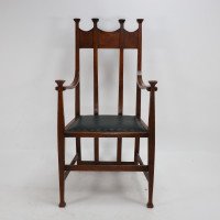 George Montague Ellwood. Made by J. S. Henry. A Set of Ten Arts & Crafts Oak Dining Chairs - Thumbnail 16
