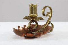 Arts & Crafts c.1900 Pair of Copper and Brass Lily Pad Candle Night Lights - Thumbnail 4