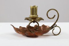 Arts & Crafts c.1900 Pair of Copper and Brass Lily Pad Candle Night Lights - Thumbnail 5