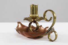 Arts & Crafts c.1900 Pair of Copper and Brass Lily Pad Candle Night Lights - Thumbnail 6