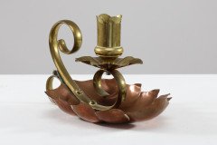 Arts & Crafts c.1900 Pair of Copper and Brass Lily Pad Candle Night Lights - Thumbnail 7