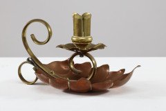 Arts & Crafts c.1900 Pair of Copper and Brass Lily Pad Candle Night Lights - Thumbnail 8