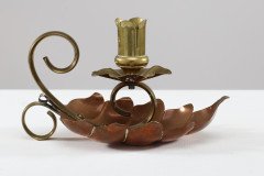 Arts & Crafts c.1900 Pair of Copper and Brass Lily Pad Candle Night Lights - Thumbnail 9