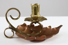 Arts & Crafts c.1900 Pair of Copper and Brass Lily Pad Candle Night Lights - Thumbnail 10