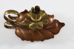 Arts & Crafts c.1900 Pair of Copper and Brass Lily Pad Candle Night Lights - Thumbnail 11