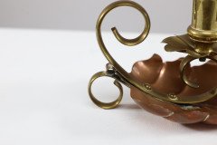 Arts & Crafts c.1900 Pair of Copper and Brass Lily Pad Candle Night Lights - Thumbnail 14