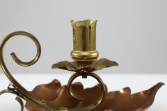 Arts & Crafts c.1900 Pair of Copper and Brass Lily Pad Candle Night Lights - Thumbnail 15